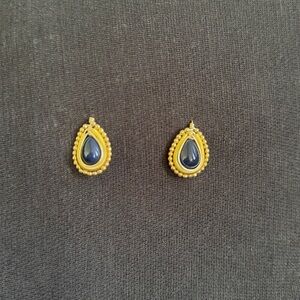 Elegant Gold and Blue Teardrop Earrings